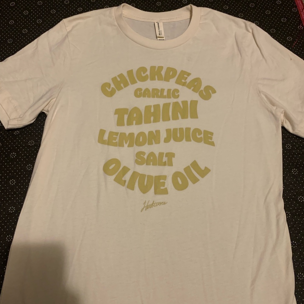 NWOT Bella Canvas White Tee with Olive Text